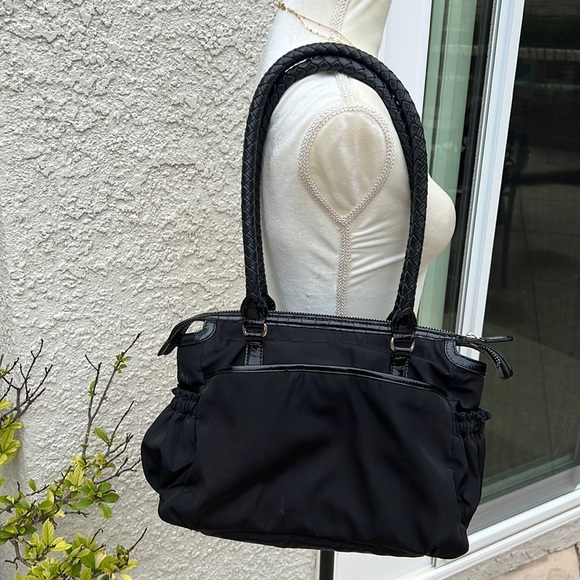 Brighton Nylon Purse with Croc Patent and Braided Handles - Picture 5 of 9